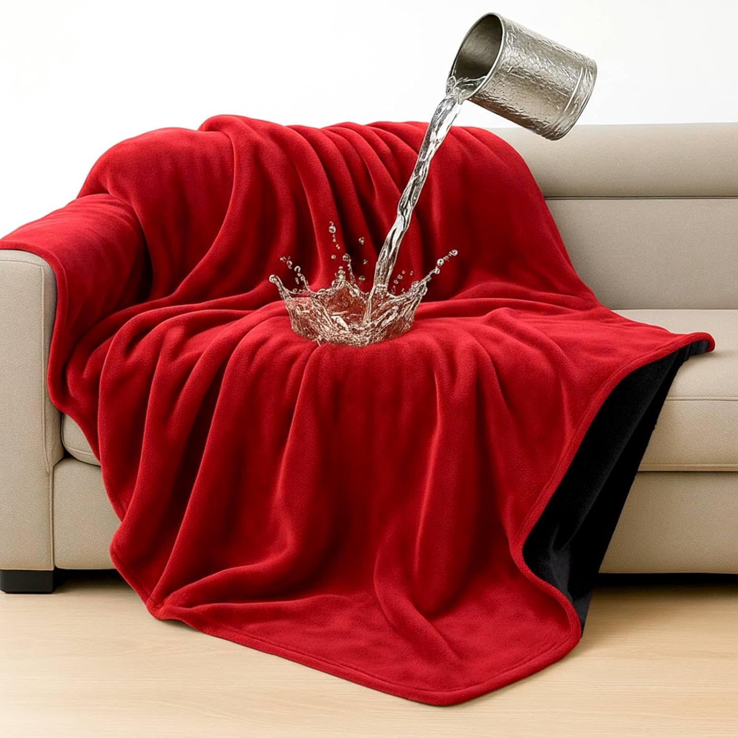 Love Waterproof Red and Black Bed Blanket 40'' x 60'' with a Storage Bag, Double Sides Flannel Splash 3 Layer Lightweight Throw Size S Blanket Mattress Protector