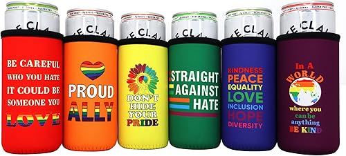Proud Ally Slim - Enfriadores de latas  Cosas del orgullo gay LGBTQ para desfile, recuerdo de boda del orgullo, regalo de fiesta de salida,