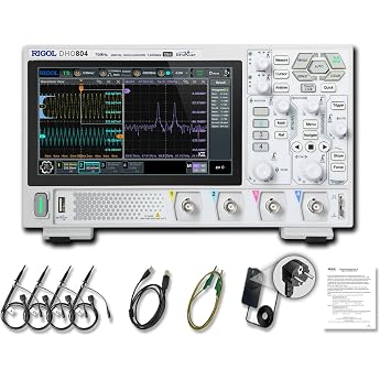 RIGOL Oscilloscope, DHO804 Portable Digital Oscilloscope, 70 MHz Bandwidth | 12-bit resolution, extremely low noise, 7 inch t