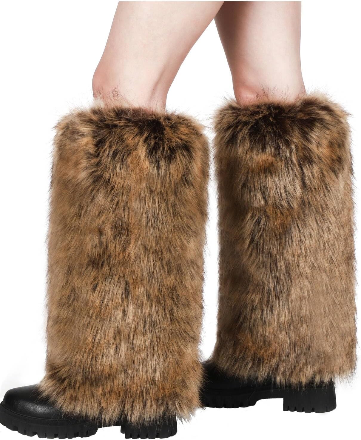 LA CARRIE Women Faux Fur Leg Warmers Long Furry Leg Foot Cuffs Girls Winter Boot Socks - Image 3