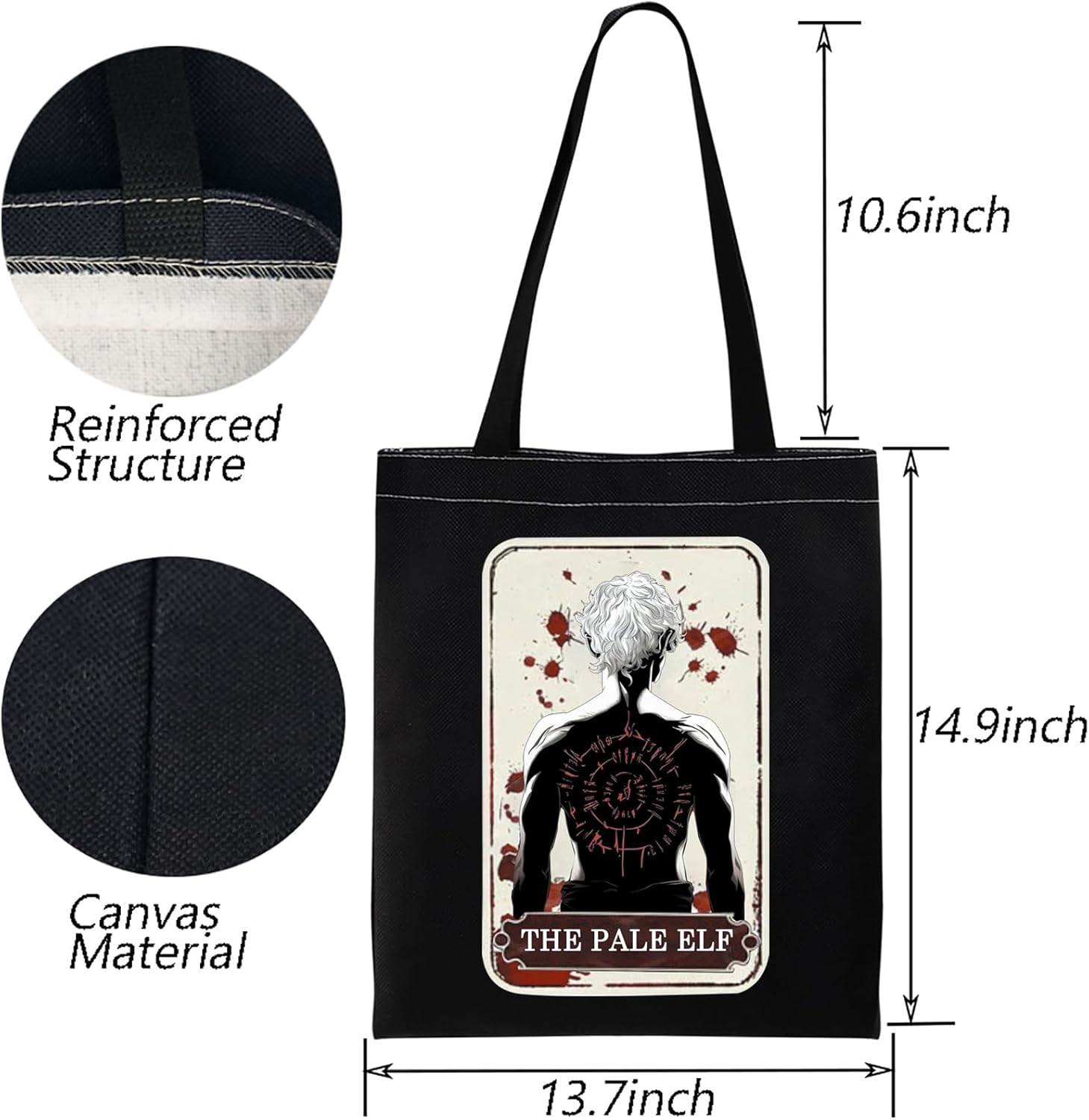 TGBJE BG3 Tote Bag BG3 Video Game Lover Gift The Pale Elf Shoulder Bag Astarion Grocery Shopping Bag (Pale Elf tote) - Image 3