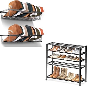 KEETDY Metal Hat Racks and Heavy Duty Shoe Rack for Garage