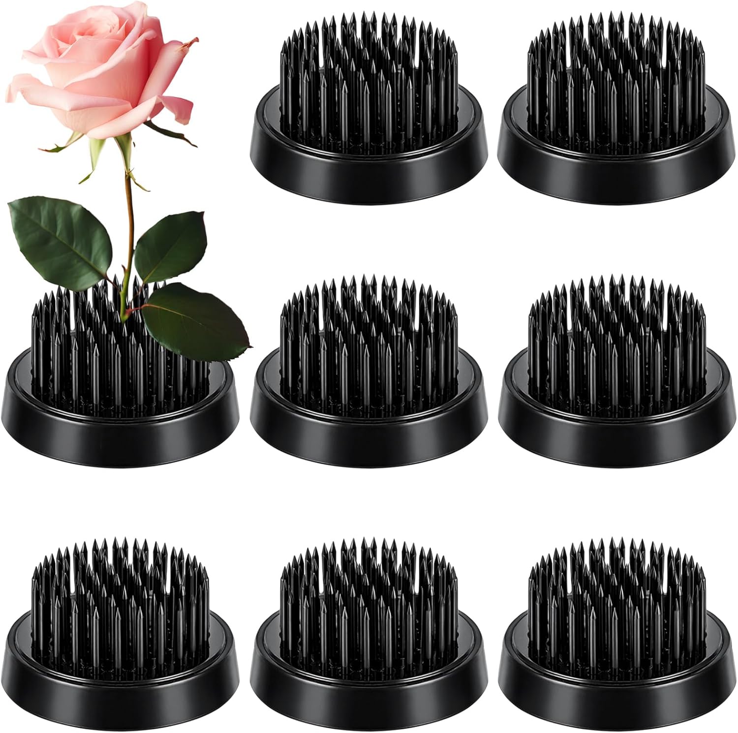 Sliner 8 Pcs 1.81 Inch Floral Frogs Round Brass Flower Holder Japanese Ikebana Vase Floral Frogs Arranger Fixed Tools Pin for Flower Arrangement Home DIY Craft(Gold)