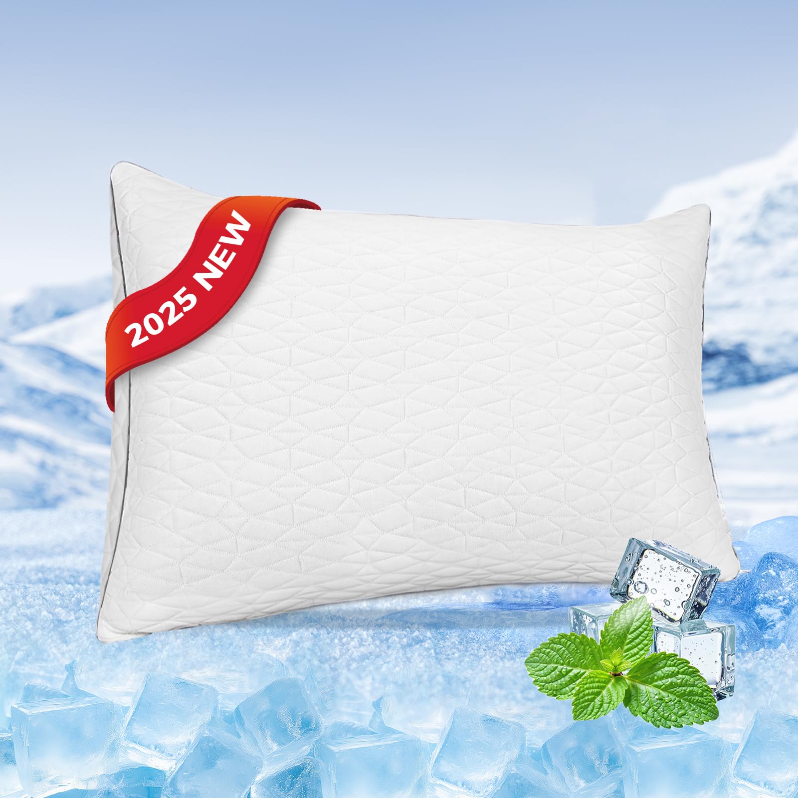 Cooling Pillows for Sleeping Shredded Memory Foam Cooling Pillow for Hot Sleepers Cool Bed Pillows for Side Back