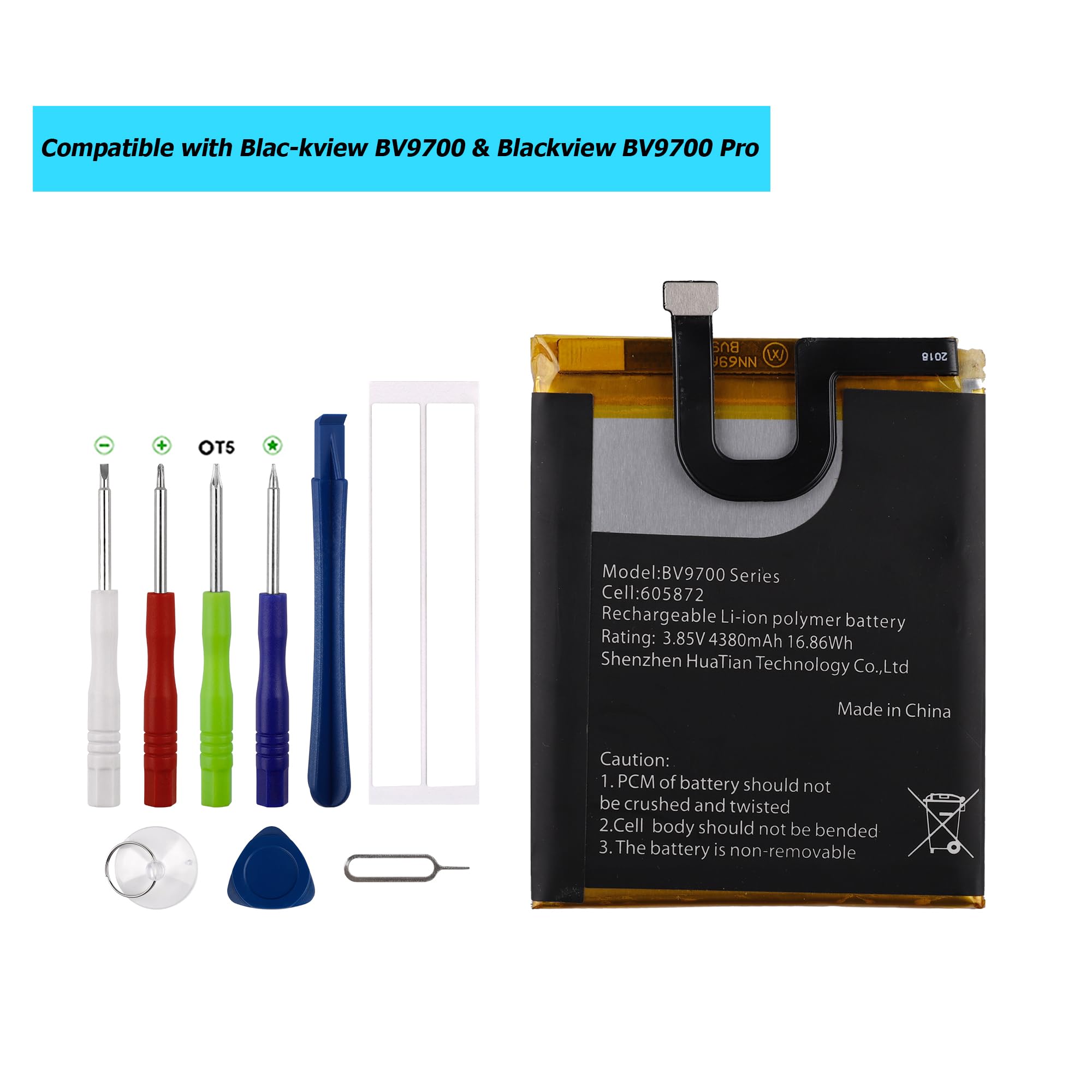 605872 Batteria di ricambio compatibile per Blac-kview BV9700 & Blackview BV9700 Pro con toolkit