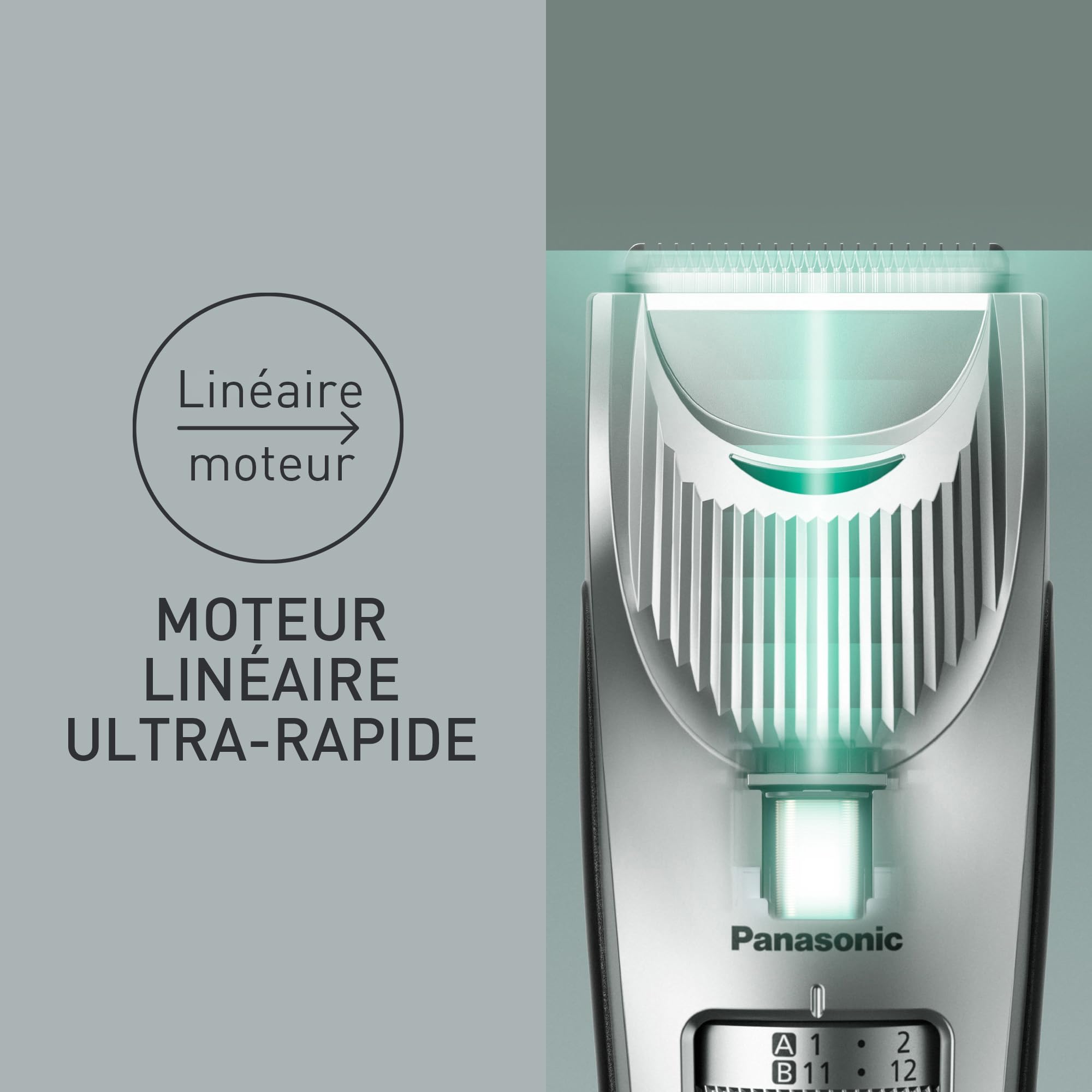 Panasonic ER-SC60-S803 Tondeuse à Cheveux pour Hommes, Portable Sans Fil et Étanche, Lames Supérieures, 20 Longueurs Réglables, 2 Accessoires, Avec ou Sans Fil, Socle de Chargement, Argenté