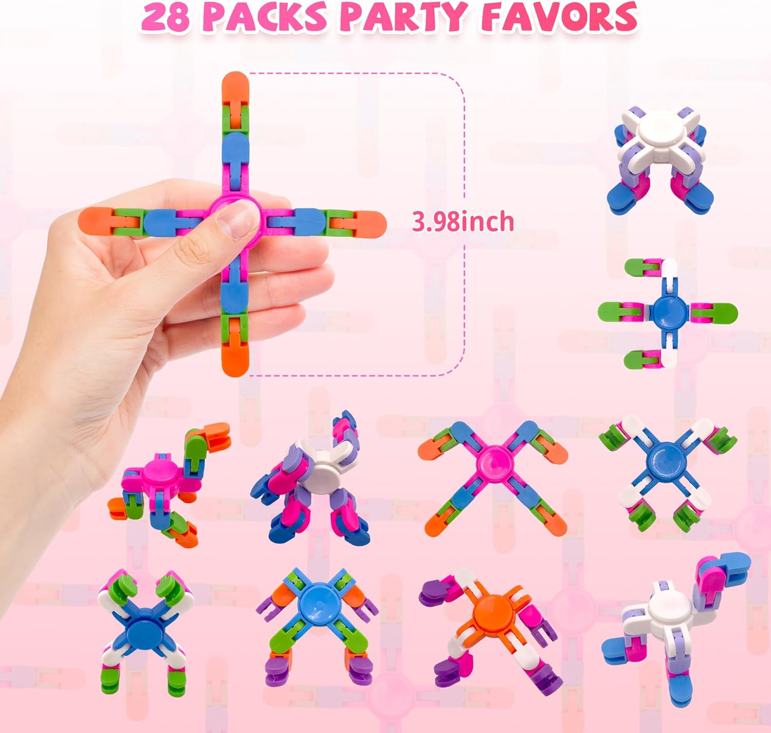 Valentines Cards for Kids Classroom - 28 Pack Wacky Tracks Fidget Spinner with Valentine's Day Cards for Kids, Stress Relief Fidget Toys for Kids and Valentine's Party Favors, Classroom Gift Exchange