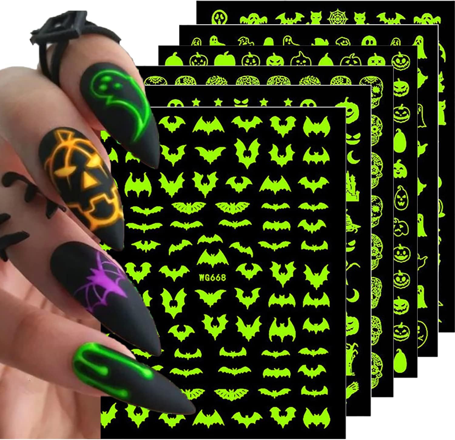 Halloween Ghost Wind Fake Nails, Nail Sticker