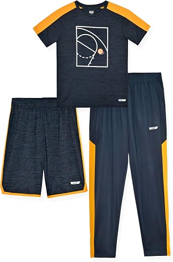 Hind Boys Clothing Set 3-Piece T-Shirt, Jogger Pants & Shorts Comfortable Activewear for Boys Sizes 5-12