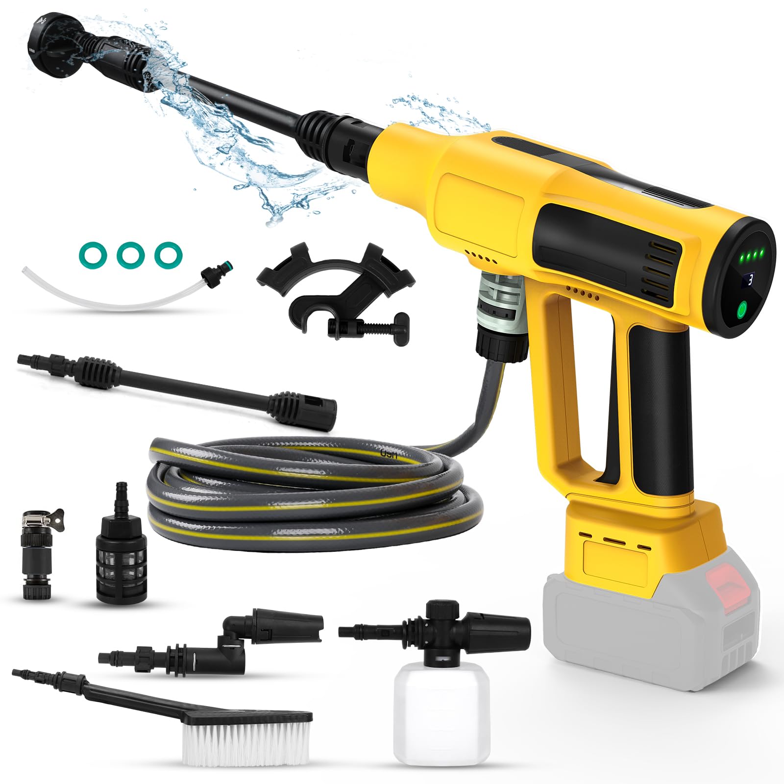 Cordless Pressure Washer Compatible with Dewalt 20V Battery, 700 PSI Portable Handheld Power Washer with 6-in-1 Nozzle Foam Cannon for Car Floor Fence Wall Cleaning (No Battery)