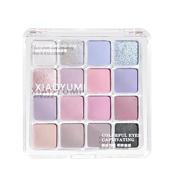 16 Color Blue Purple Pink Eyeshadow Palette, Cool Toned Shimmer and Matte Shades for Natural to Smokey Looks with Silver Glitter Topper Pink Lavender and Black Eyeshadow Travel Friendly Makeup Set