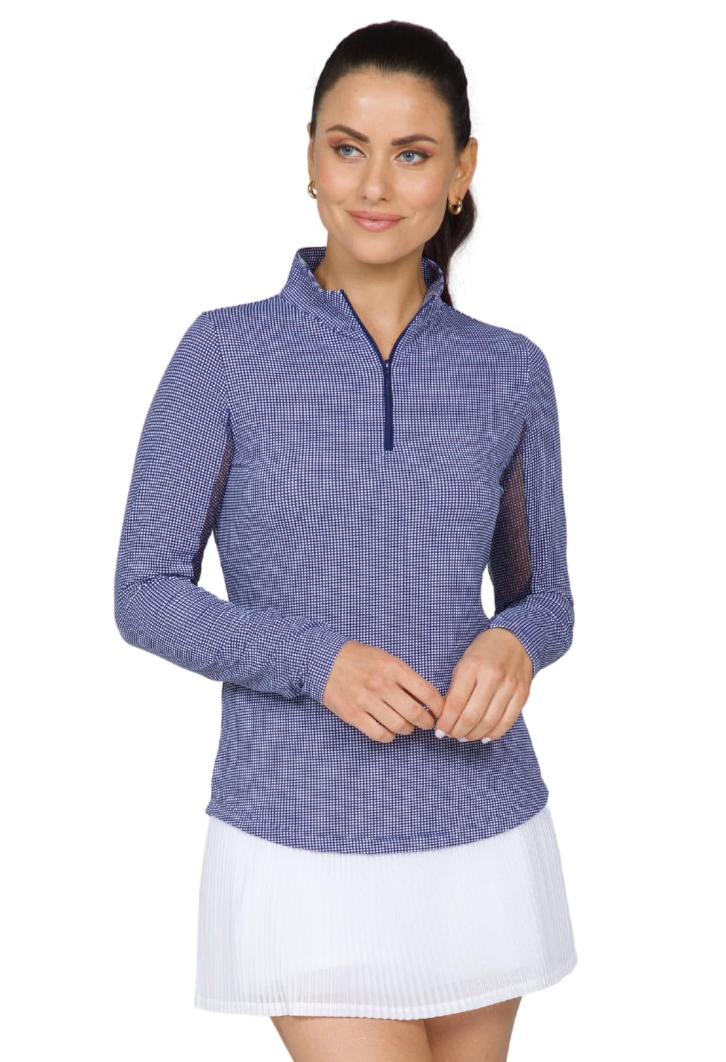 IBKUL Athleisure Wear Icefil Cooling-Mini-Top mit Sonnenschutzfaktor 50+, langärmlig, Stehkragen