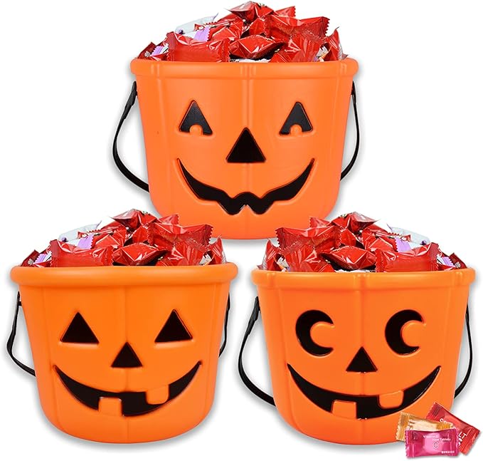 Halloween Pumpkin Bucket, Halloween Trick or Treat Pumpkin Bucket，Large Halloween