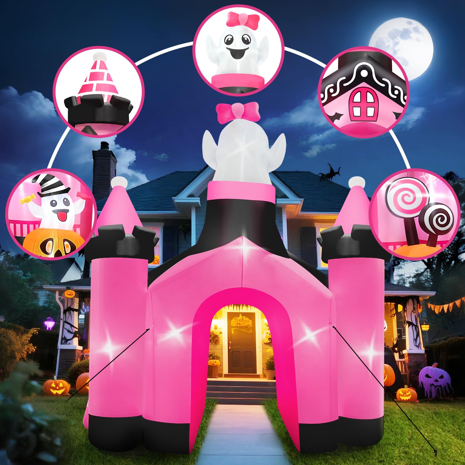Kalolary 10Ft Halloween Aufblasbar Dekoration | Halloween Deko Aufblasbarer Riesiger Doppelspinne mit pelzigen Beinen für Außenbereich Deko Outdoor Hausgarten Garten Party