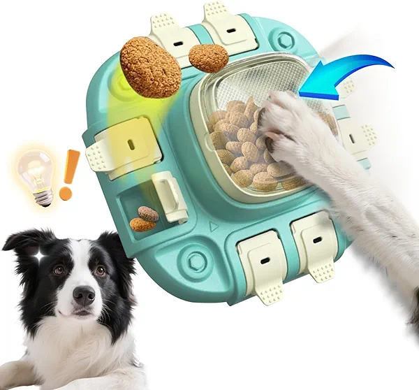 Bonbonpaws Slow Feeder Dog Bowl & Interactive Puzzle Toy - 3-in-1 Mental Stimulation Game with Treat Dispenser | Non-Slip Durable Design for Small Medium Large Dogs | Anti-Choking Food Maze & Easy Cle