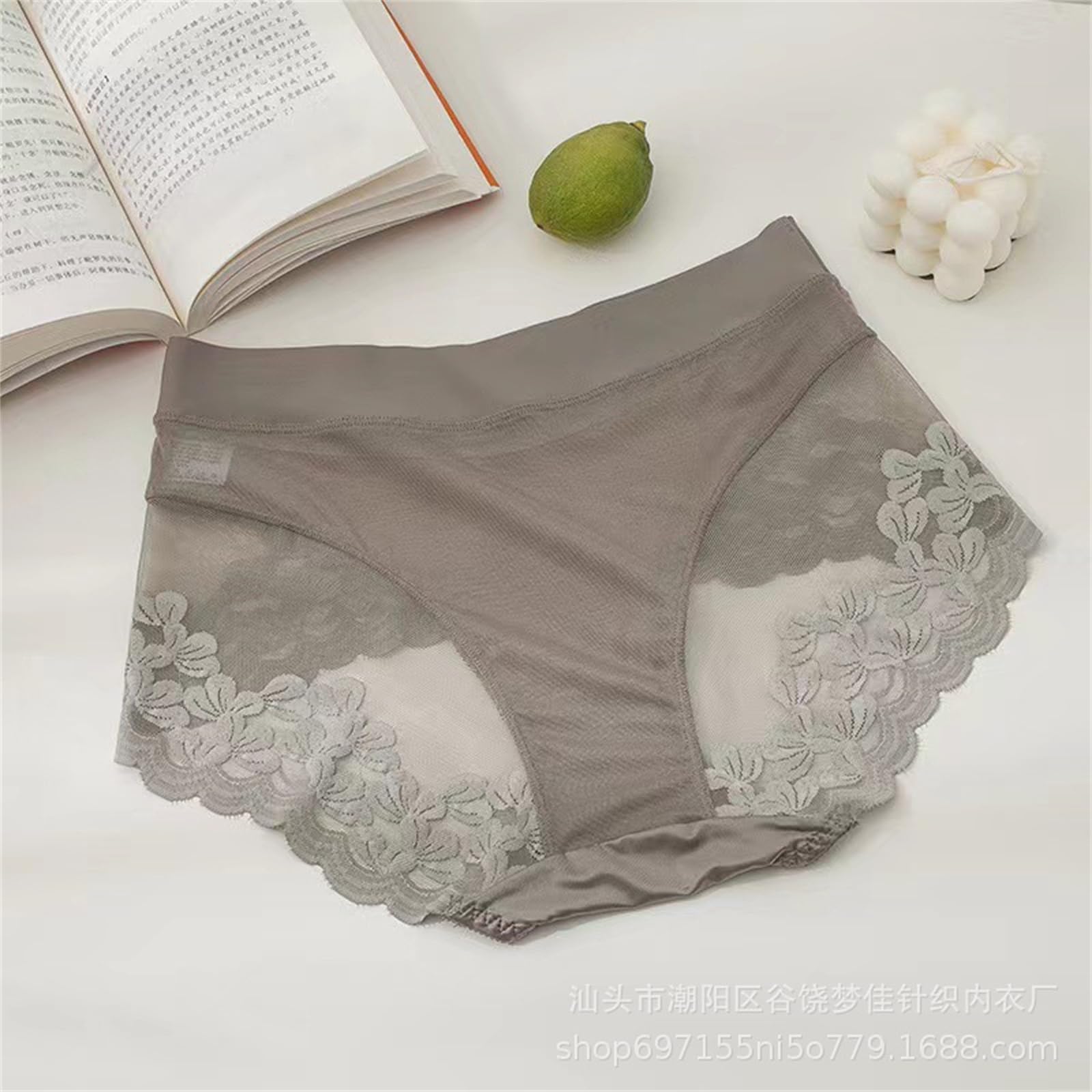 Culotte Hipster Donna Pizzo Donna Sexy di Grandi Dimensioni French Satin Mid-Vita Mutandine 3 Confezioni-B-40-55 kg
