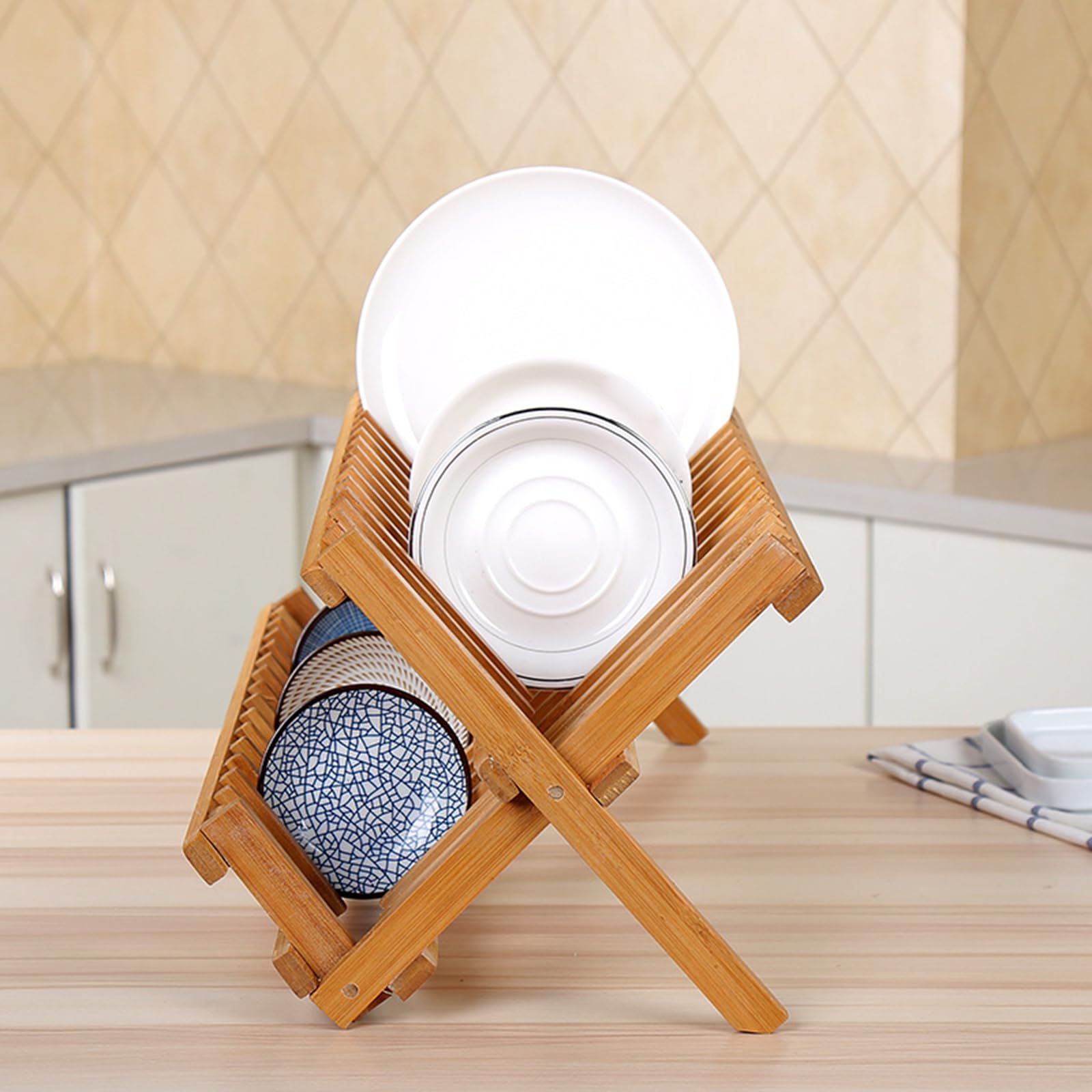 Moderno Bamboo Stazione di Asciugatura Per Ciotola Piatti Ciotole Tazze Legno Naturale Cucina Piano Di Lavoro Utensili Stand di Scarico Cucina Piano di Lavoro Organizzatore di Conservazione