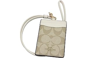 Retractable Badge Holder Lanyard for Women Unique Leather Khaki Chalk Design