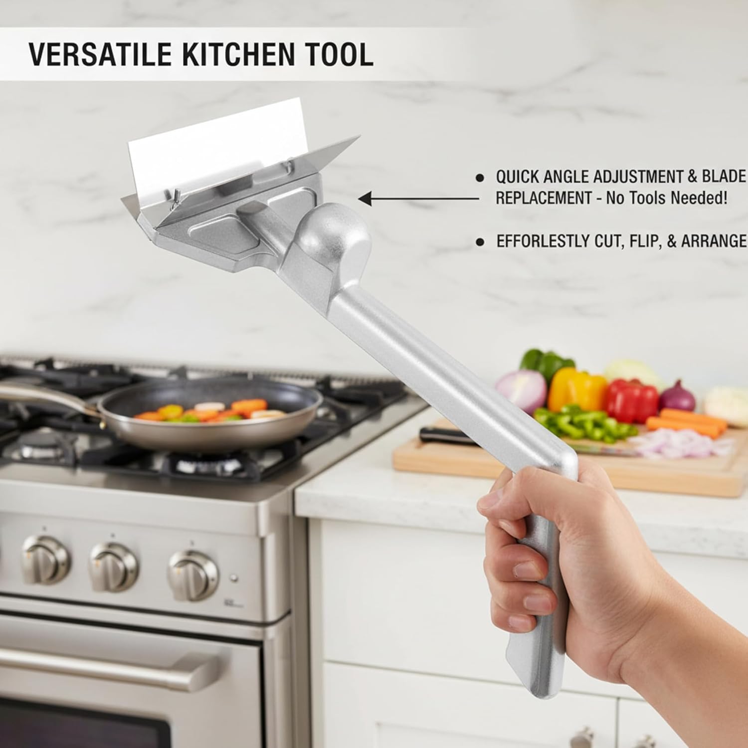 Grill Scraper and Griddle Scraper with Quick-Release Blade Ergonomic Handle for Flat Top Grill Heavy Duty Aluminum Alloy BBQ Tool for Kitchen and Restaurant Use Griddle