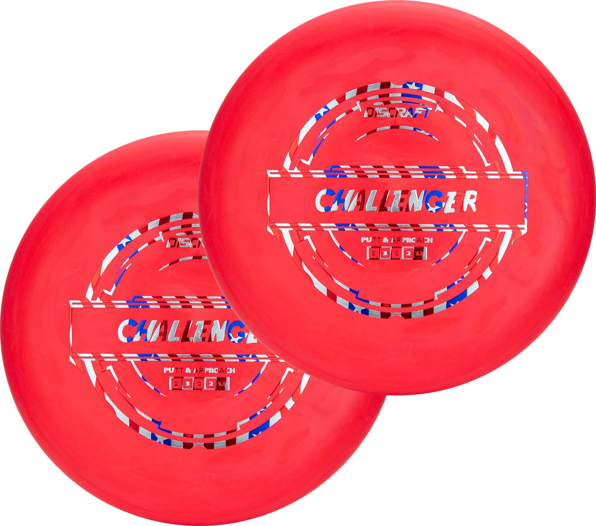 Challenger Putter Twin Pack - Identical Putters | Putter Blend | 173 – 174g | Matching Disc Color & Foil | Disc Golf Putt and Approach Disc (Red)