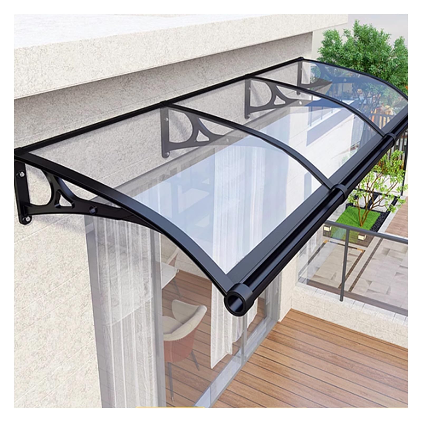 Contre pluie neige UV cet auvent en polycarbonate transparent protège durablement vos portes