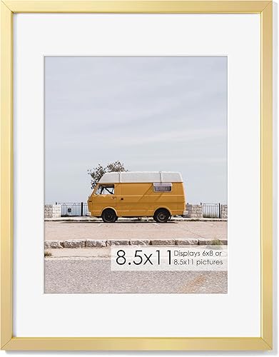 Miniatura 265 de Fun Memories Portarretratos de metal de 16 x 20 pulgadas con paspartú de 11 x 14 pulgadas, acabado de aluminio cepillado, parte delantera de vidrio