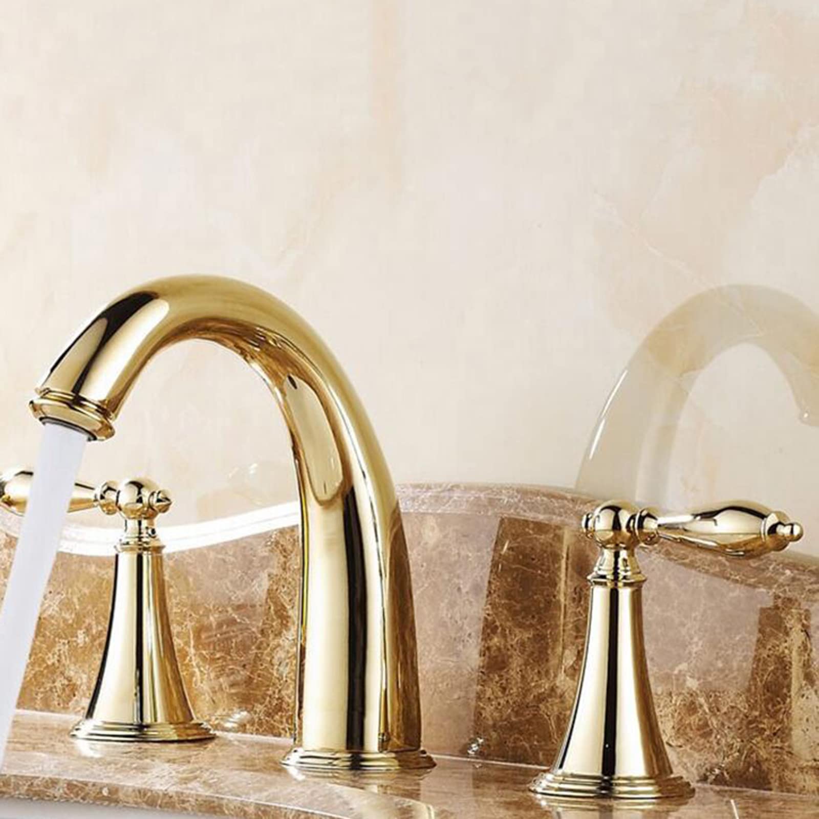 VDOQTLJT 3 Hole Faucets for Bathroom Basin Mixer Faucet Split Hot and Cold Water Brass Faucet-Grey(Cromo)