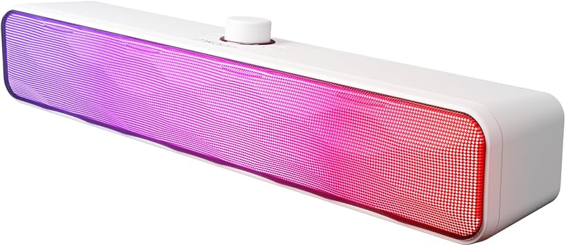 Mikado MD-SBT31 5W*2 1200mAh Bluetooth,RGB Illuminated,TF Card,Type-C Supported Speaker Soundbar Speaker WHITE with Plastic+ Iron mesh Material, Can Work with USB Memory