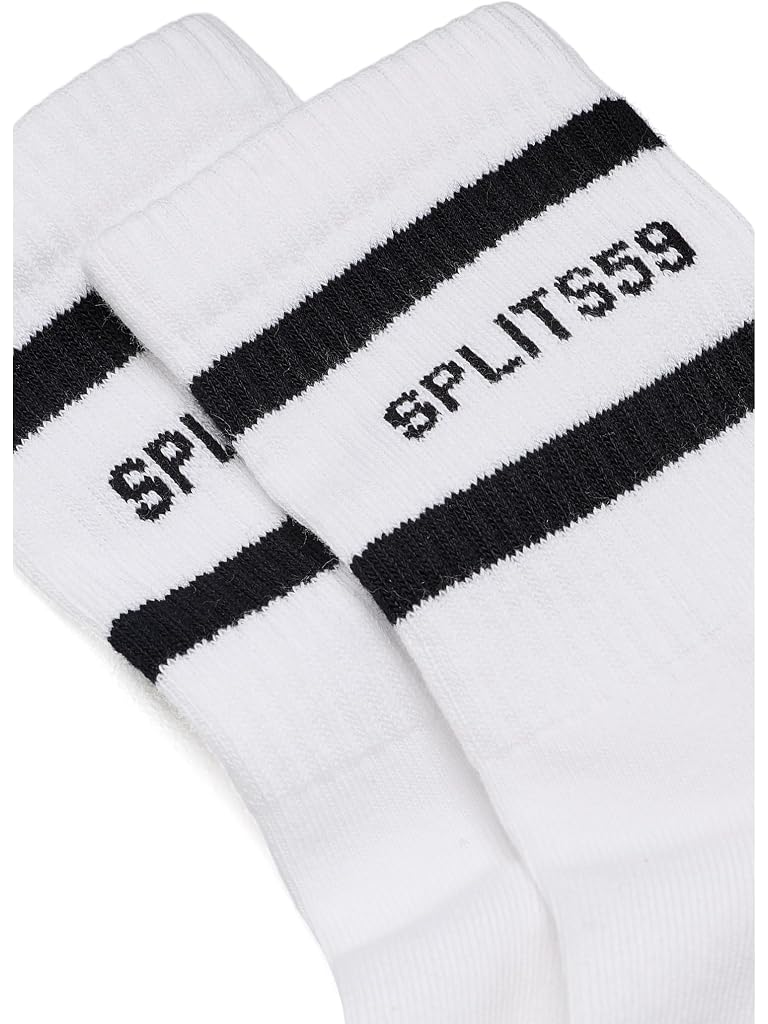White Splits59 Logo Stripe Ankle Socks with Grip