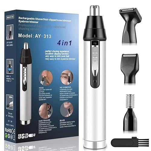 Cortadora de pelo de oreja y nariz para hombres sistema profesional de limpieza al vacío de cabello nasal recargable por USB 4 en 1 cortapelos y