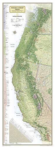 National Geographic Pacific Crest Trail Wall Map Wall Map - Laminated (18 x 48 in) (National Geographic Reference Map)