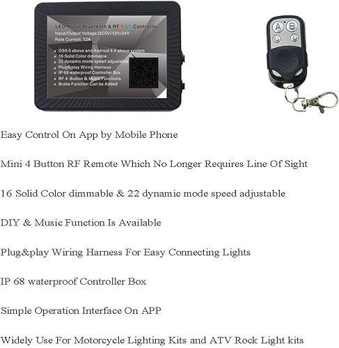 Miniatura 3 de Control de aplicación Dc12v 12a Control LED Music RGB + control remoto inalámbrico RF iOS/Android App para motocicleta auto