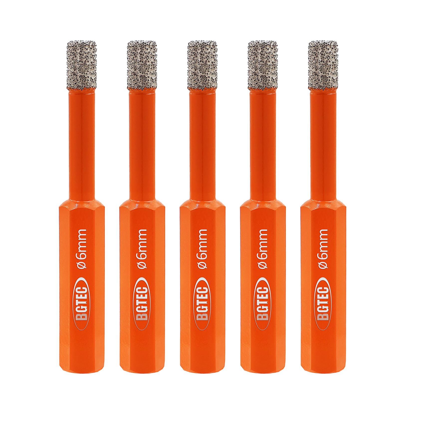 BGTEC Brocas de Diamante en Seco con Vástago Hexagonal para Baldosas de Porcelana, Cerámica, Mármol, Ladrillo, 5 piezas de Diámetro 6 mm