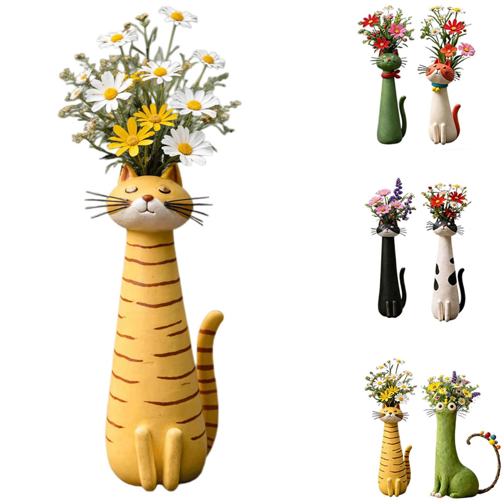 Vase de chat original résine planteur sculpture petites plantes