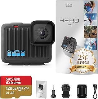 GoPro 公式品 アクションカメラ HERO+128GB 認定高速SDカード 4K 超軽量86g 5m防水 HyperSmooth手ブレ補正 タッチ画面対応 内蔵バッテリー 【国内正規品】