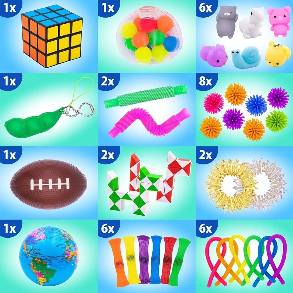 50 Pcs Fidget Sensory Toys Playset | Fidgets for Classroom | Party Favors for Kids | Treasure Box Toys for Classroom Prizes | goodie bags stuffers for kids | For Boys & Girls (autism and non-autism)