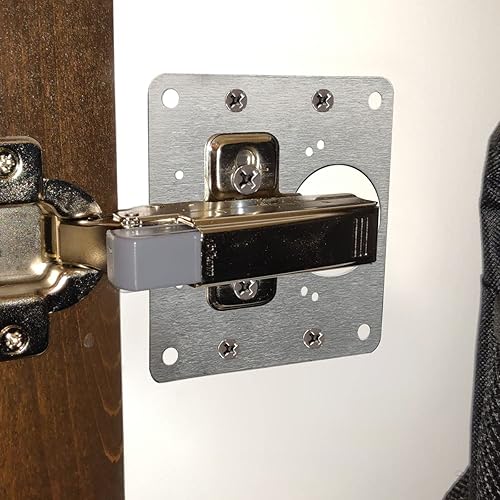 Miniatura 6 de 4 piezas de placa de reparación de bisagras, acero inoxidable, para fijar la placa lateral de bisagra, pieza de reparación con tornillos de montaje