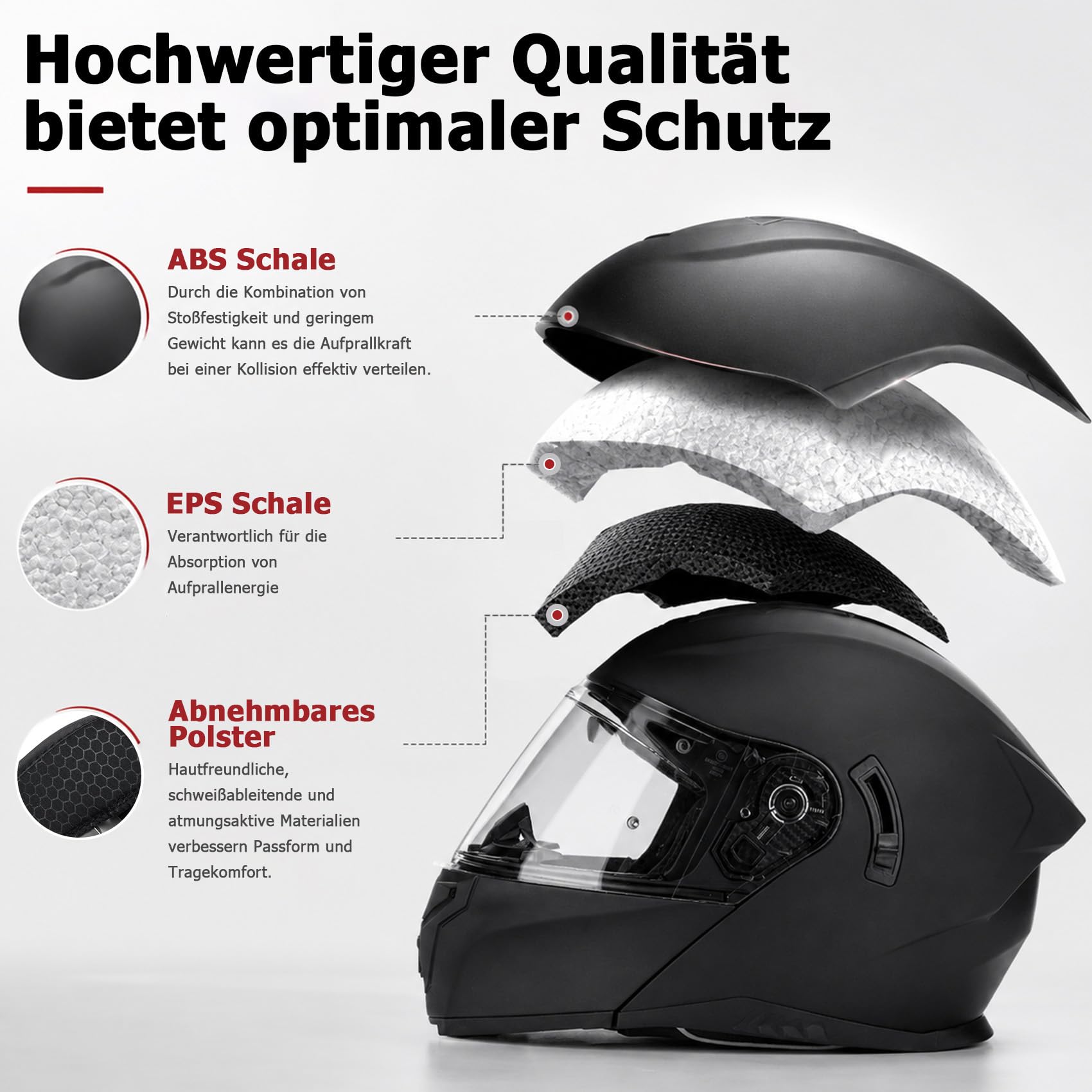 Westt Motorradhelm Klapphelm ECE 22.06 und PINLOCK 70 vorbereitet | Integralhelm Klappbar mit Sonnenblende, Rollerhelm für Damen und Herren, Mopedhelm vorbereitet für Kommunikationssystem