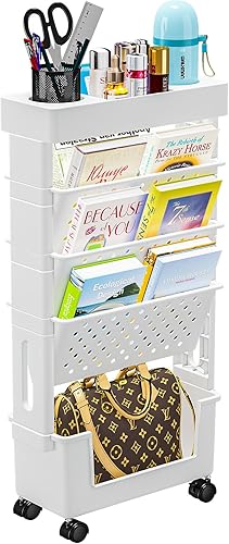 Estantería de almacenamiento de 5 niveles, carrito utilitario rodante, estantes de almacenamiento movibles multifuncionales con ruedas con