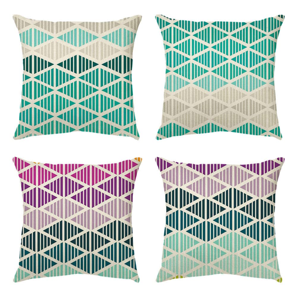 4 Piezas Funda de Almohada 65x65cm Patrón Minimalista Azul Fundas de Cojín Terciopelo Sencillo y Decorativo para Sofá Camas Dormitorio Coche Lino Cojines Throw Pillow Covers （26x26in）