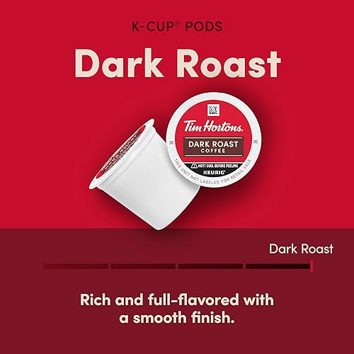 Tim Hortons Dark Roast Coffee, Single-Serve K-Cup Pods Compatible with Keurig Brewers, 100ct K-Cups