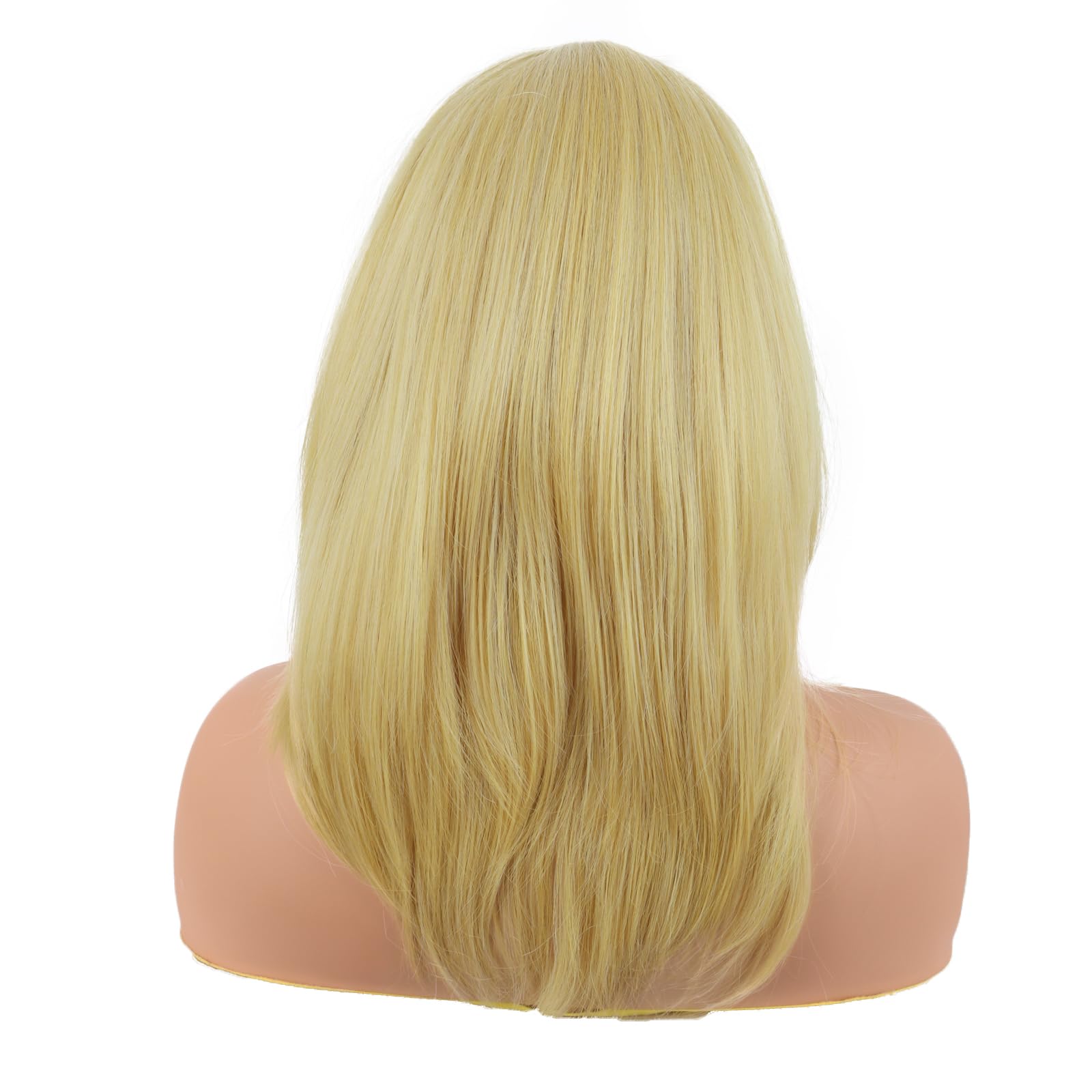 MapofBeauty 18 Inch/45 cm Layered Bangs Straight Synthetic Fiber Shoulder Length Hair Daily Use Wig (Mixed Blonde) - Image 4