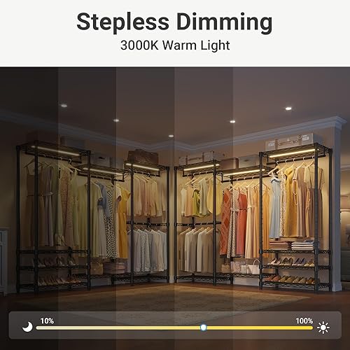 Miniatura 2 de VIPEK V5L - Perchero de ropa resistente con luz LED regulable, 3000 K blanco cálido, armario portátil independiente de metal para colgar ropa, carga