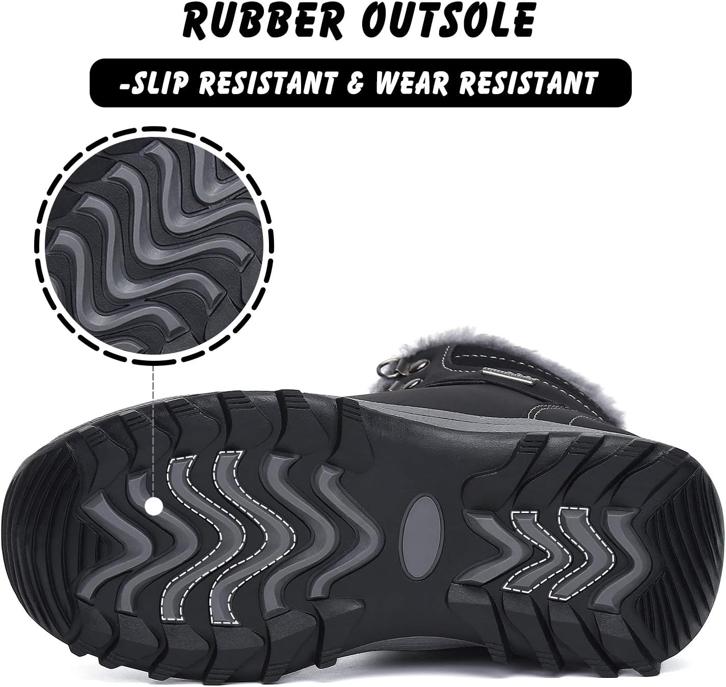 Mishansha Boy's Girl's Winter Snow Boots Waterproof Kids Hiking Boots Cold Weather Outdoor Fur Lined Warm Walking Boot Shoes - Image 6