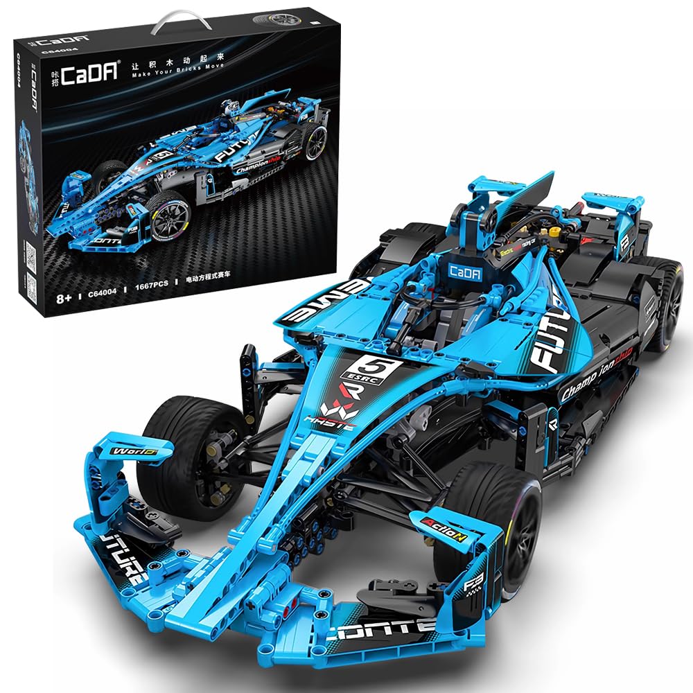 CaDAMaster C64004W Formula Racing, 1667 Pieces Master 1/8 Model Sports Car Kit, MOC Technik Super Car Building Blocks (Classic Version)