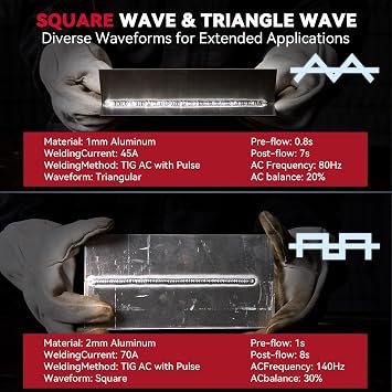 ARCCAPTAIN TIG Welder AC/DC 200Amp with Pulse, Aluminum TIG Welder 110V/220V TIG Welder with Square/Triangular Wave/Stick/MMA/Spot 7 in 1 MultiProcess Welding Machine