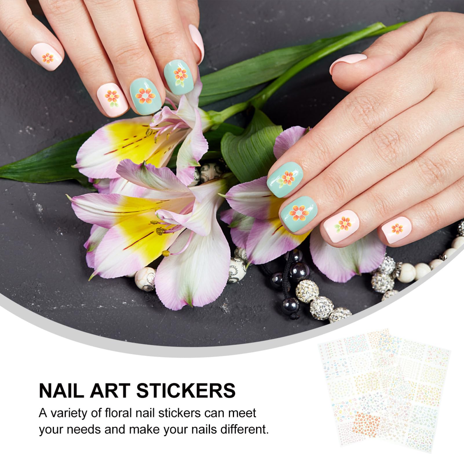 BESTYASH 5 Set Set Adesivo Per Manicure Arte Adesivi Per Unghie Fiori Linguette Adesive Per Unghie Uv Decalcomanie Per Unghie Di Fiori Adesivi Per Unghie Floreali 30 Fogli*5