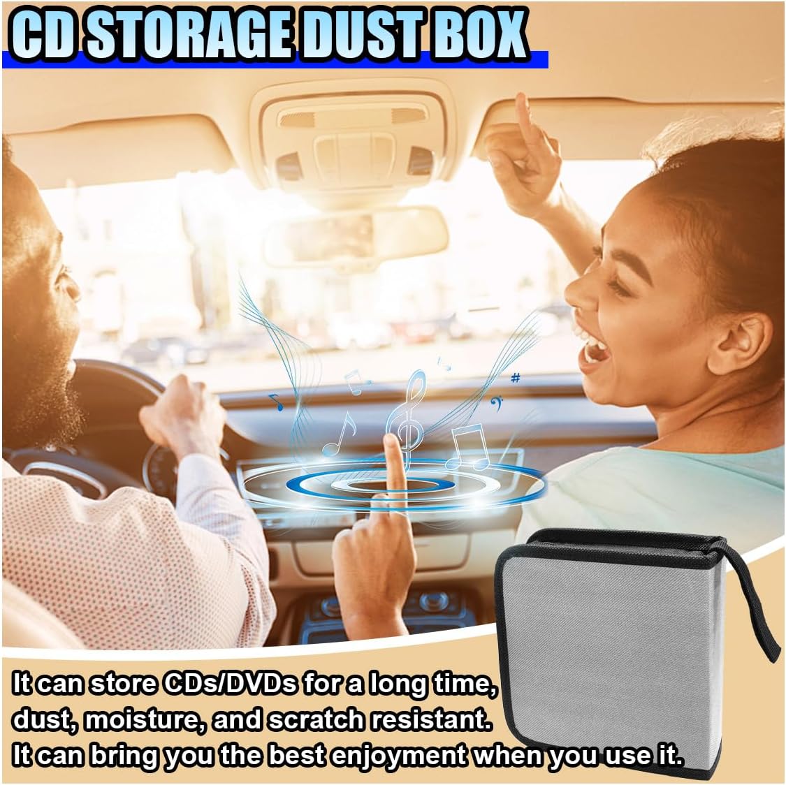 Car CD Case, 40 Capacity DVD Disc Storage Binder Wallet, Grey image 4