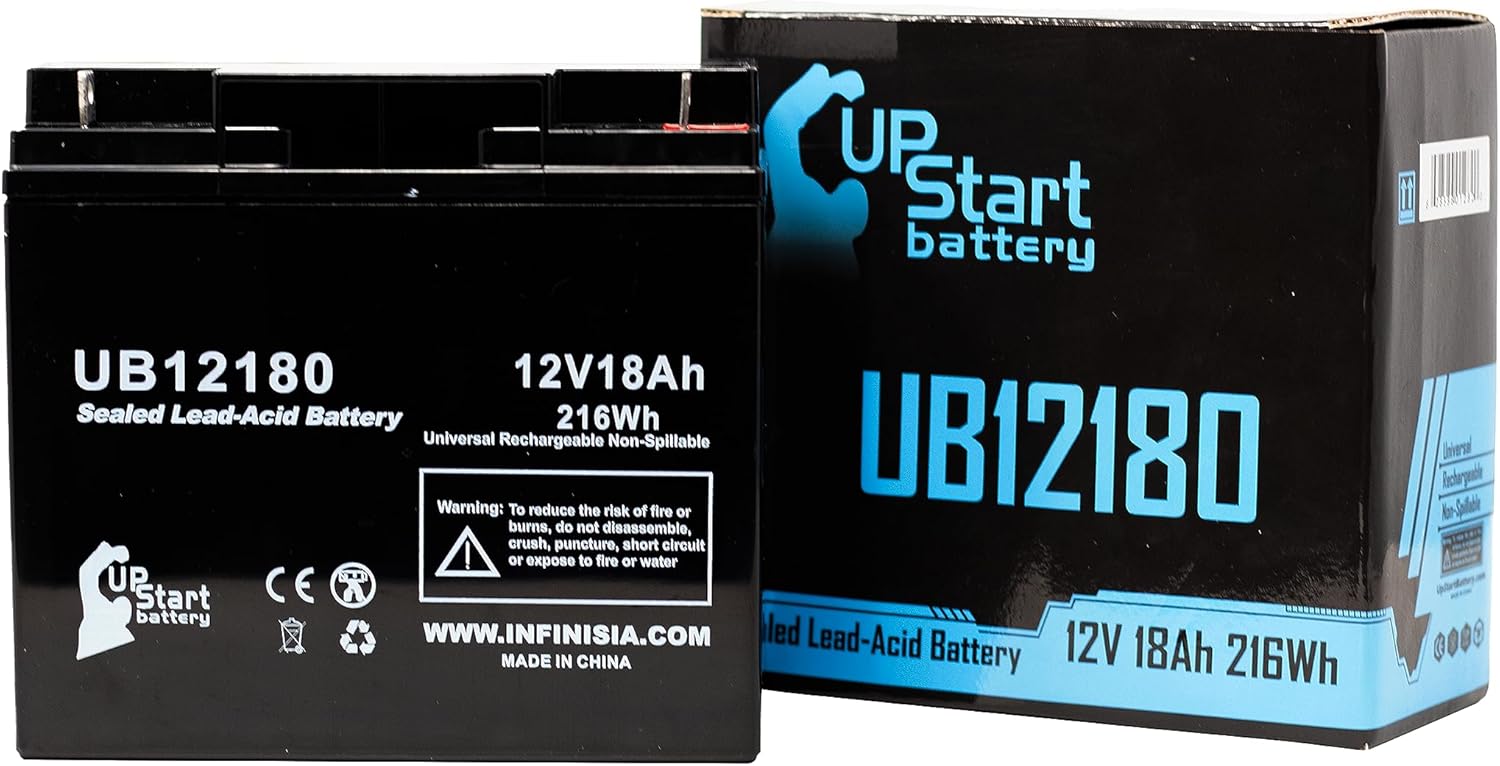 UB12180 Universal Sealed Lead Acid Battery (12V, 18Ah, T4 Terminal, AGM, SLA) Replacement - Compatible with APC Smart UPS 1500, Smart-UPS 3000, RBC7, Smart-UPS 1400, SUA1500, RBC43, 1000XL