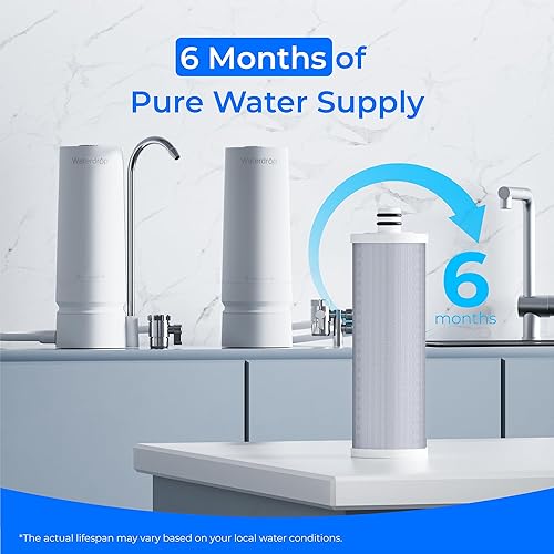Miniatura 4 de Waterdrop WD-CFF-03 Filtro de agua de repuesto, filtro de agua para encimera, vida útil de 4000 galones, filtros de agua de repuesto para fregadero,